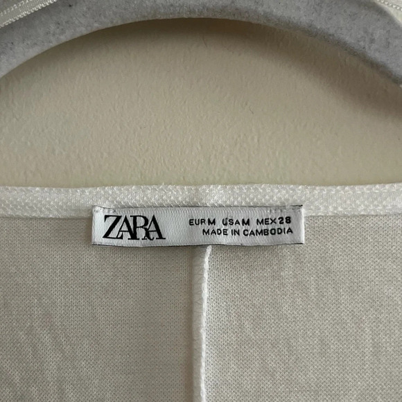 ZARA Gauzy Romantic White Batwing Dolman Sleeve Cropped Button Blouse Top - Picture 7 of 10